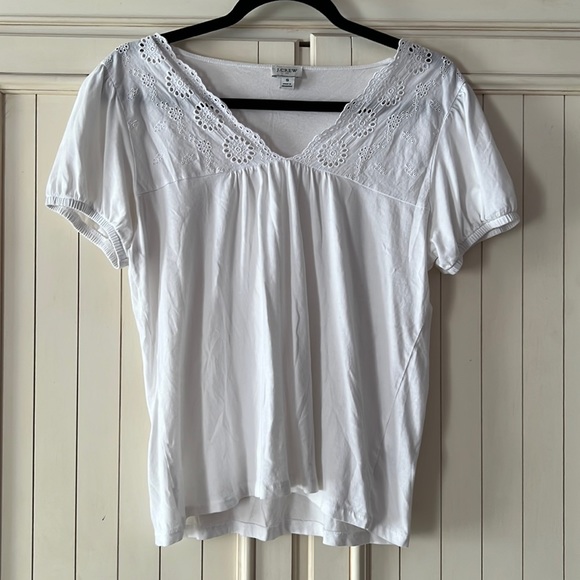 White Embroidered J. Crew Top - Picture 1 of 6